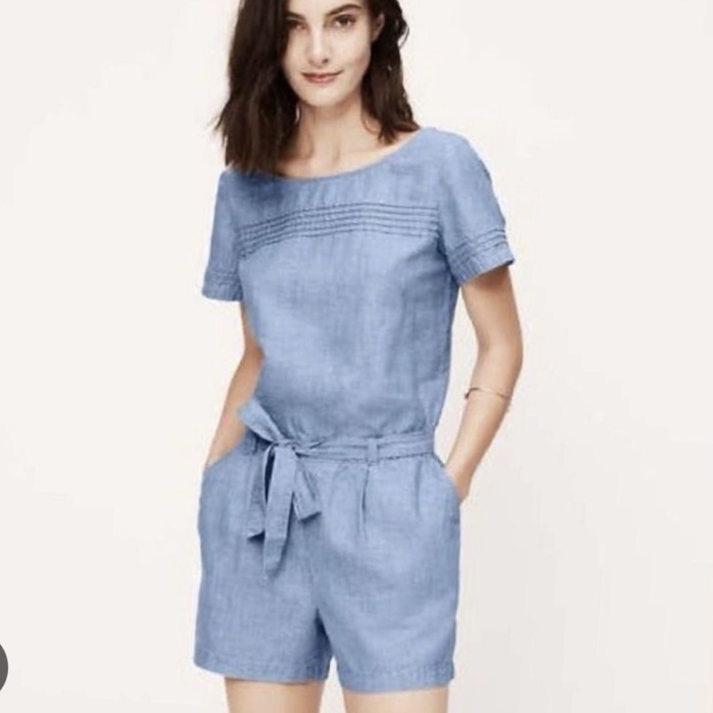 Ann Taylor Loft Chambray Denim Romper Women’s Size 6